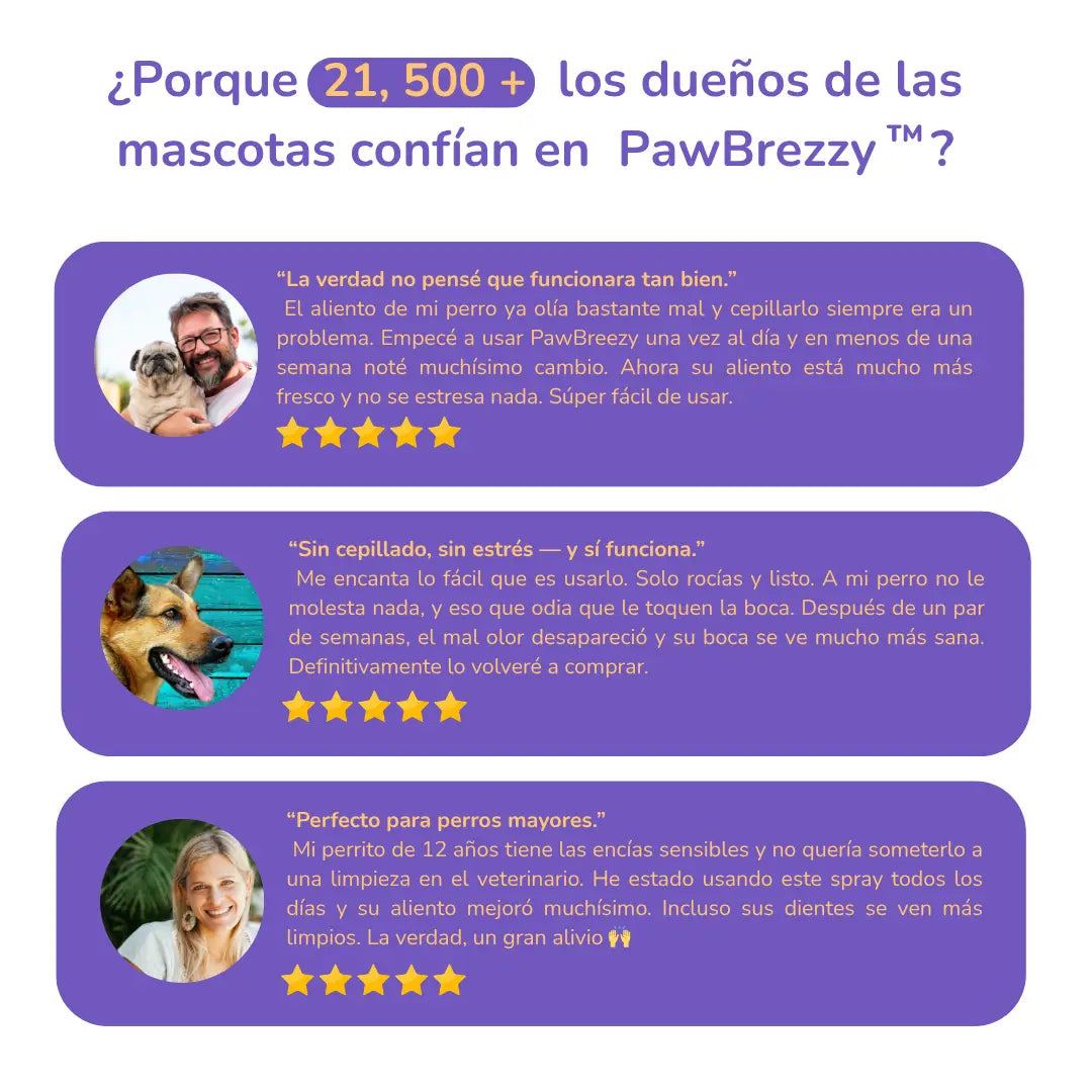 PawBreezy™ Aliento fresco al instante sin cepillado